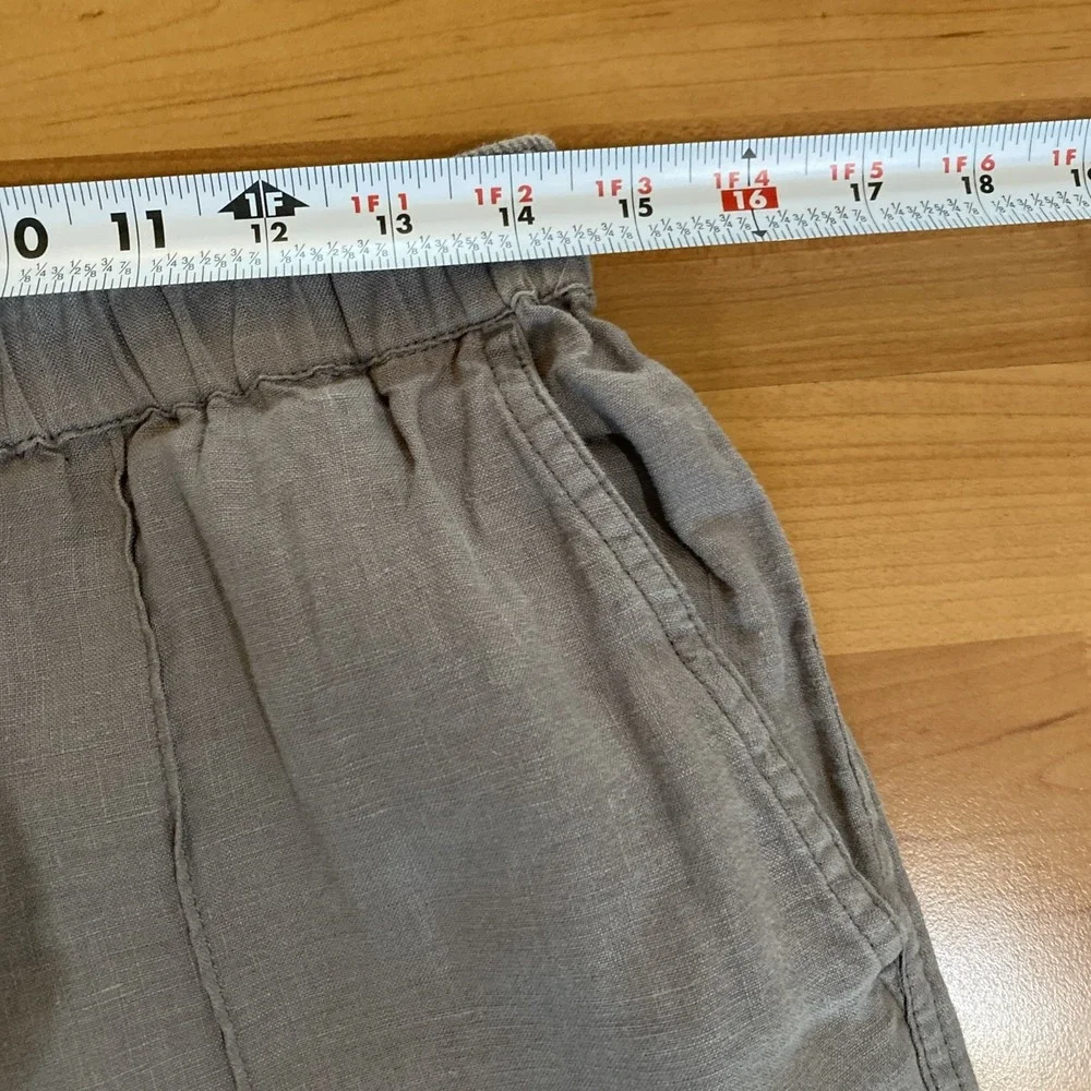 Cynthia Rowley Pants Womens Medium Gray‎ 100% Linen Pull on Jogger Pockets Beach